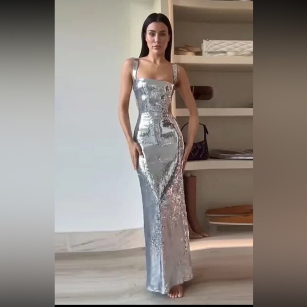 Meshki Adoria sequins cut out maxi dress